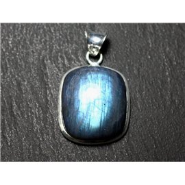 n13 - Ciondolo Argento 925 e Pietra - Rettangolo di Labradorite 25x22mm - 8741140027176