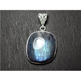 n14 - Pendant Silver 925 and Stone - Labradorite Rectangle 28x25mm - 8741140027183