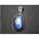 n18 - Pendentif Argent 925 et Pierre - Labradorite Goutte 30x21mm - 8741140027220