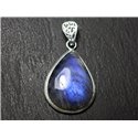 n21 - Pendentif Argent 925 et Pierre - Labradorite Goutte 32x23mm - 8741140027251