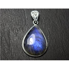 n21 - Pendant Silver 925 and Stone - Labradorite Drop 32x23mm - 8741140027251