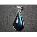 n22 - Pendentif Argent 925 et Pierre - Labradorite Goutte 33x20mm - 8741140027268