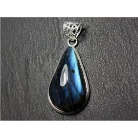 n22 - Pendant Silver 925 and Stone - Labradorite Drop 33x20mm - 8741140027268