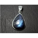 n25 - Pendentif Argent 925 et Pierre - Labradorite Goutte 32x23mm - 8741140027299