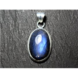 n28 - Pendant Silver 925 and Stone - Labradorite Oval 22x14mm - 8741140027329