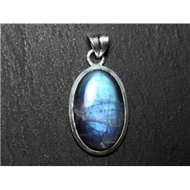 n30 - Pendant Silver 925 and Stone - Labradorite Oval 23x15mm - 8741140027343