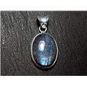 n33 - Pendentif Argent 925 et Pierre - Labradorite Ovale 24x17mm - 8741140027374