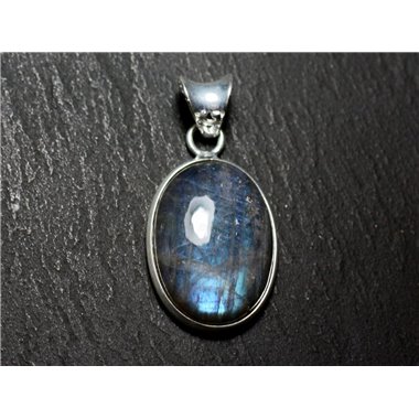 n33 - Pendentif Argent 925 et Pierre - Labradorite Ovale 24x17mm - 8741140027374