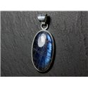 n35 - Pendentif Argent 925 et Pierre - Labradorite Ovale 28x15mm - 8741140027398