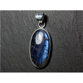 n35 - Pendant Silver 925 and Stone - Labradorite Oval 28x15mm - 8741140027398