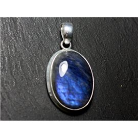 n38 - 925 Silver Pendant and Stone - Labradorite Oval 26x18mm - 8741140027428