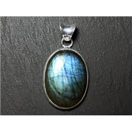 n40 - Pendant Silver 925 and Stone - Labradorite Oval 27x20mm - 8741140027442
