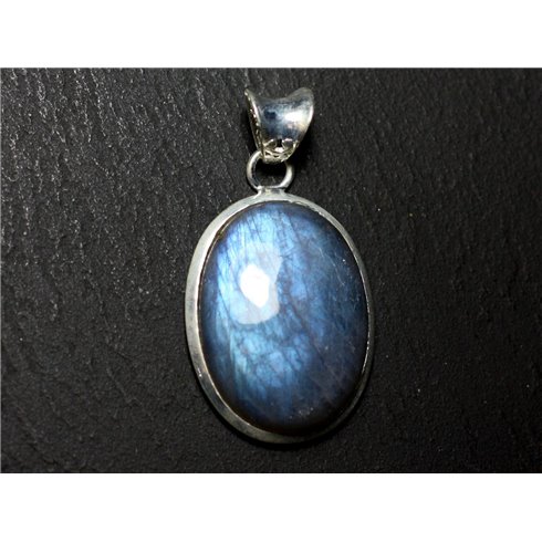 n41 - Pendentif Argent 925 et Pierre - Labradorite Ovale 27x20mm - 8741140027459