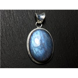 n41 - 925 Silver Pendant and Stone - Labradorite Oval 27x20mm - 8741140027459