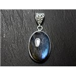 n42 - Pendentif Argent 925 et Pierre - Labradorite Ovale 27x19mm - 8741140027466