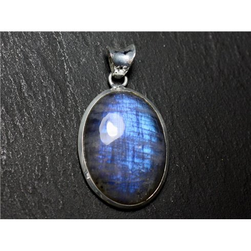 n43 - Pendentif Argent 925 et Pierre - Labradorite Ovale 28x21mm - 8741140027473