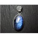 n46 - Pendentif Argent 925 et Pierre - Labradorite Ovale 28x18mm - 8741140027503