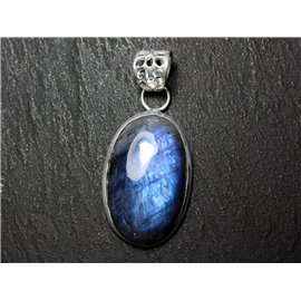 n46 - Pendentif Argent 925 et Pierre - Labradorite Ovale 28x18mm - 8741140027503