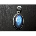 n48 - Pendentif Argent 925 et Pierre - Labradorite Ovale 28x18mm - 8741140027527