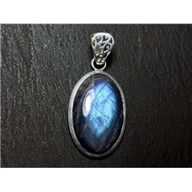 n48 - 925 Silver Pendant and Stone - Labradorite Oval 28x18mm - 8741140027527