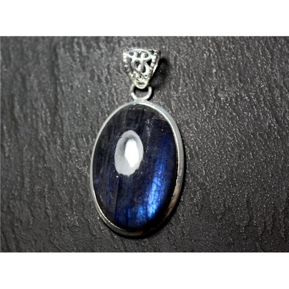 n50 - Pendentif Argent 925 et Pierre - Labradorite Ovale 31x20mm - 8741140027541