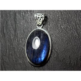 n50 - Pendant Silver 925 and Stone - Labradorite Oval 31x20mm - 8741140027541