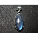 n52 - Pendentif Argent 925 et Pierre - Labradorite Ovale 32x17mm - 8741140027565