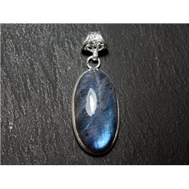 n52 - Pendant Silver 925 and Stone - Labradorite Oval 32x17mm - 8741140027565