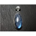 n52 - Pendentif Argent 925 et Pierre - Labradorite Ovale 32x17mm - 8741140027565