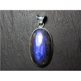 n55 - Ciondolo Argento 925 e Pietra - Labradorite Ovale 33x19mm - 8741140027596