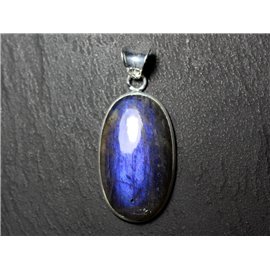 n55 - Pendant Silver 925 and Stone - Labradorite Oval 33x19mm - 8741140027596