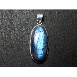 n56 - 925 Silver Pendant and Stone - Labradorite Oval 32x15mm - 8741140027602