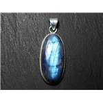 n56 - Pendentif Argent 925 et Pierre - Labradorite Ovale 32x15mm - 8741140027602