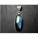 n57 - Pendentif Argent 925 et Pierre - Labradorite Ovale 35x17mm - 8741140027619