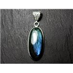 n57 - Pendentif Argent 925 et Pierre - Labradorite Ovale 35x17mm - 8741140027619