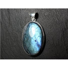 n59 - Pendant Silver 925 and Stone - Labradorite Oval 36x24mm - 8741140027633