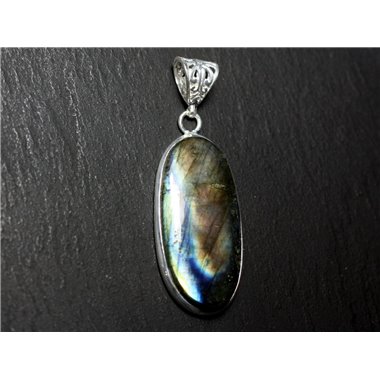 n60 - Pendentif Argent 925 et Pierre - Labradorite Ovale 38x19mm - 8741140027640