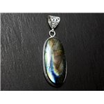 n60 - Pendentif Argent 925 et Pierre - Labradorite Ovale 38x19mm - 8741140027640