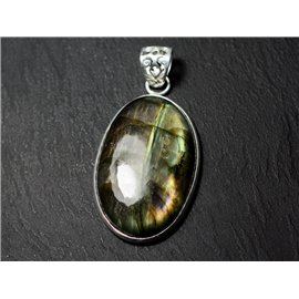 n61 - Pendant Silver 925 and Stone - Labradorite Oval 40x26mm - 8741140027657