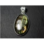 n61 - Pendentif Argent 925 et Pierre - Labradorite Ovale 40x26mm - 8741140027657