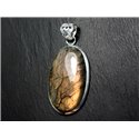 n63 - Pendentif Argent 925 et Pierre - Labradorite Ovale 40x25mm - 8741140027671