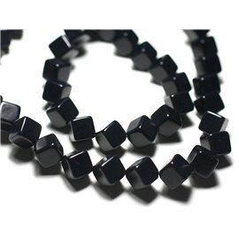 Filo 39 cm 34 pz circa - Cubi di perline sintetiche turchesi 8x8 mm nere