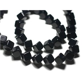 Hilo 39cm 34pc aprox - Abalorios Turquesa Sintéticos Cubos 8x8mm Negro