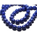Fil 39cm 39pc env - Perles Turquoise synthèse Boules Fleurs 9-10mm Bleu Nuit