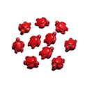 Fil 39cm 22pc env - Perles de Pierre Turquoise synthèse - Tortues 19x15mm Rouge
