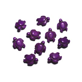 Thread 39cm 22pc approx - Synthetic Turquoise Stone Beads - Turtles 19x15mm Purple