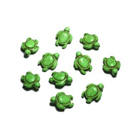 Hilo 39cm 22pc aprox - Cuentas de Piedra Turquesa Sintética - Tortugas 19x15mm Verde