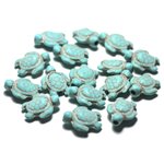 10pc - Perles de Pierre Turquoise synthèse - Tortues 19x15mm Bleu Turquoise - 7427039727365