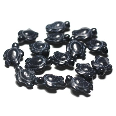 10pc - Perles de Pierre Turquoise synthèse - Tortues 19x15mm Noir - 7427039727372