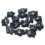 10pc - Perles de Pierre Turquoise synthèse - Tortues 19x15mm Noir - 7427039727372 10pc - Perles de Pierre Turquoise synthèse - Tortues 19x15mm Noir - 7427039727372